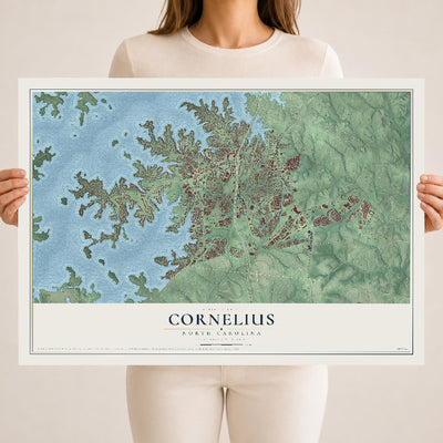 Map of Cornelius, North Carolina, 18 x 24 inch unframed archival matte print