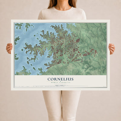 Map of Cornelius, North Carolina, 24 x 36 inch unframed archival matte print