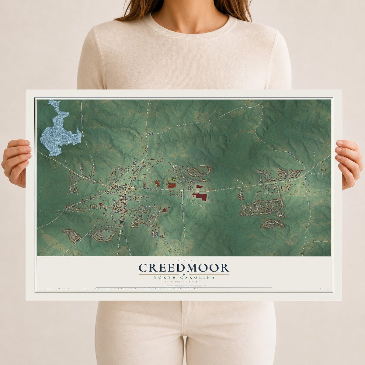 Map of Creedmoor, North Carolina, 12 x 18 inch unframed archival matte print