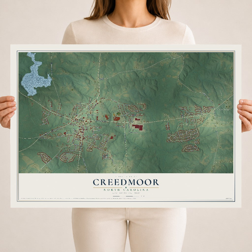 Map of Creedmoor, North Carolina, 18 x 24 inch unframed archival matte print