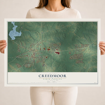 Map of Creedmoor, North Carolina, 18 x 24 inch unframed archival matte print