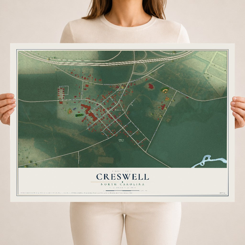 Map of Creswell, North Carolina, 18 x 24 inch unframed archival matte print