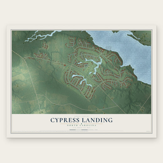 Cypress Landing, North Carolina map print, the full design