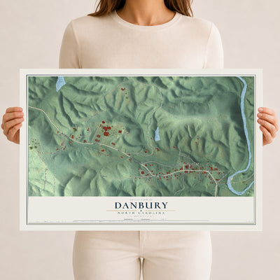 Map of Danbury, North Carolina, 12 x 18 inch unframed archival matte print