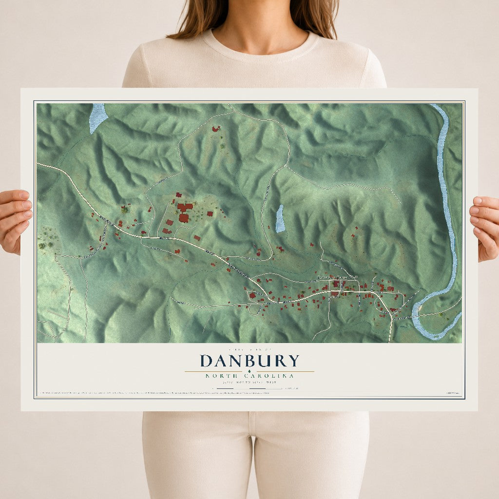 Map of Danbury, North Carolina, 18 x 24 inch unframed archival matte print