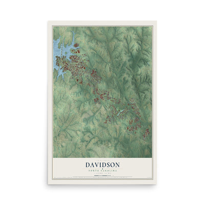 Map of Davidson, North Carolina, 12 x 18 inch unframed archival matte print
