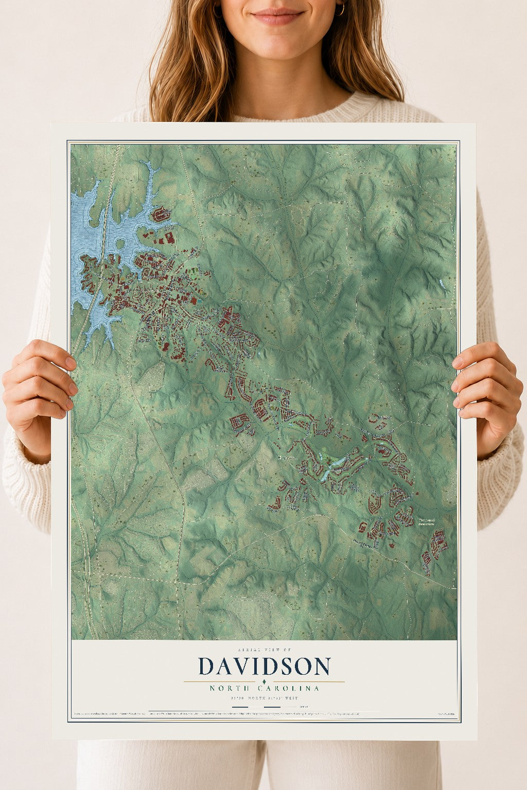Map of Davidson, North Carolina, 18 x 24 inch unframed archival matte print