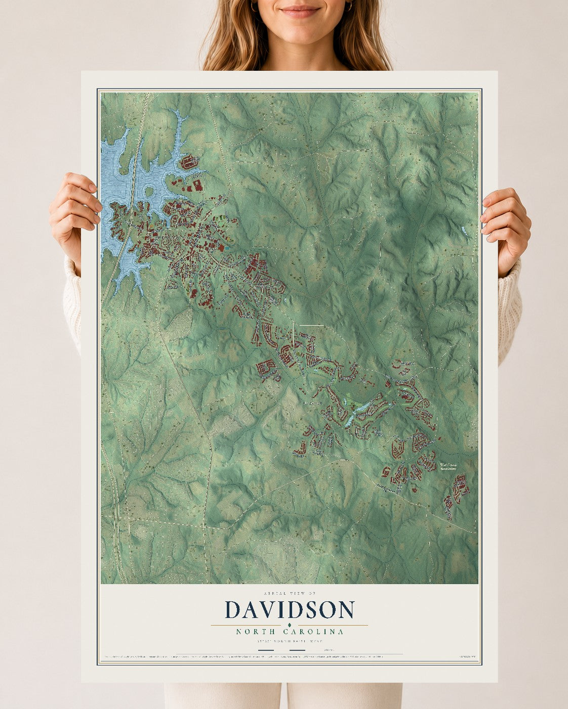 Map of Davidson, North Carolina, 24 x 36 inch unframed archival matte print