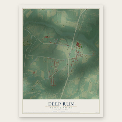 Deep Run, North Carolina map print, the full design
