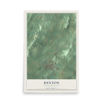Map of Denton, North Carolina, 12 x 18 inch unframed archival matte print