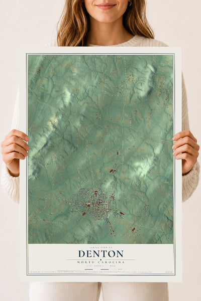 Map of Denton, North Carolina, 18 x 24 inch unframed archival matte print