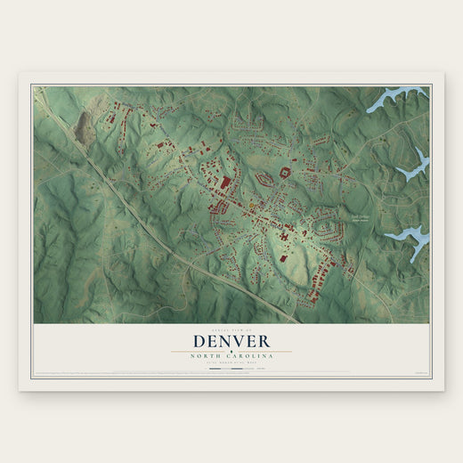 Denver, North Carolina map print, the full design