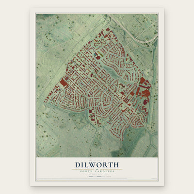 Dilworth, North Carolina map print, the full design