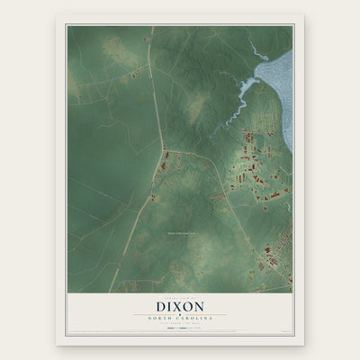 Dixon, North Carolina map print, the full design