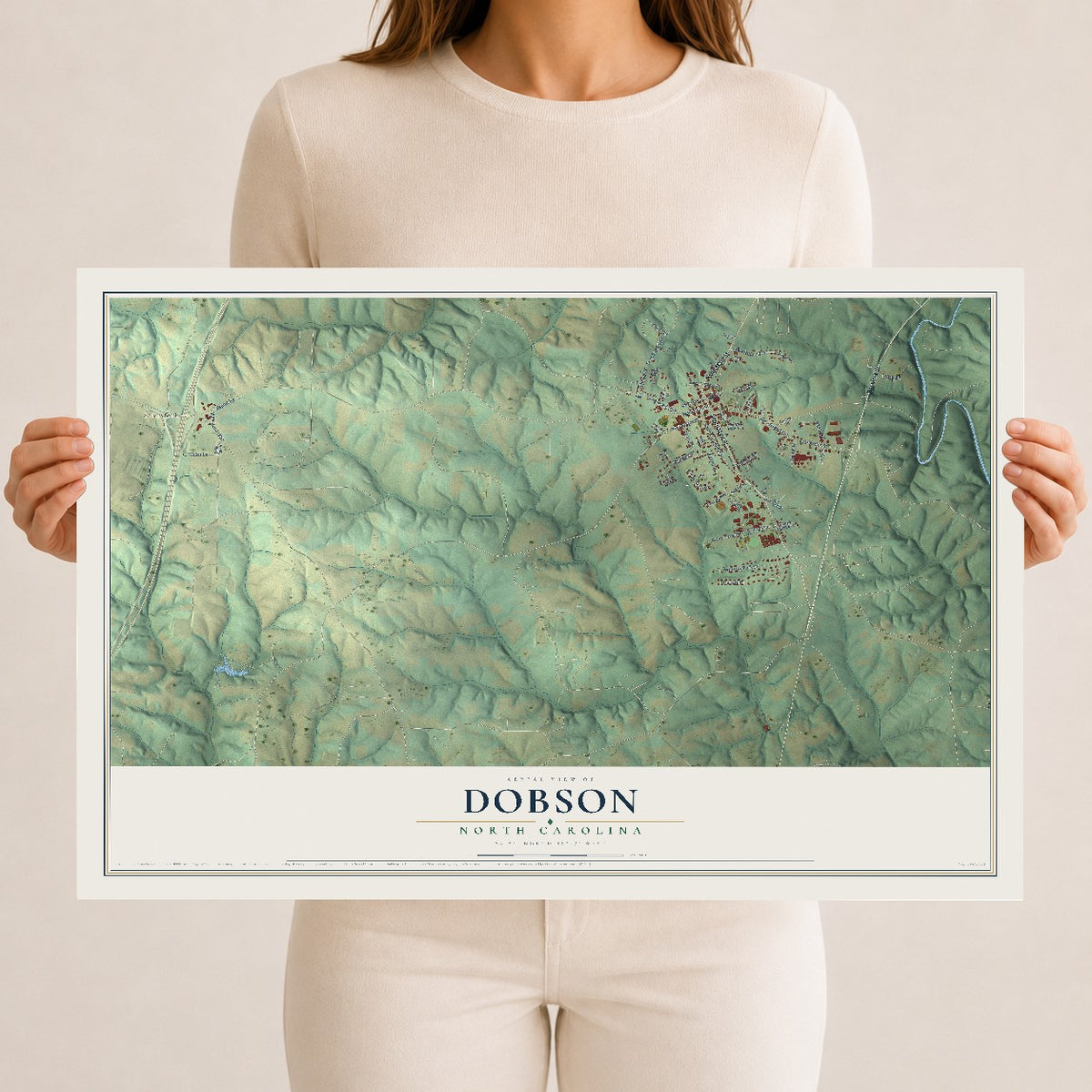 Map of Dobson, North Carolina, 12 x 18 inch unframed archival matte print