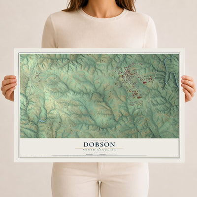 Map of Dobson, North Carolina, 12 x 18 inch unframed archival matte print