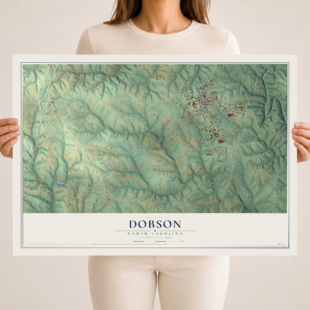 Map of Dobson, North Carolina, 18 x 24 inch unframed archival matte print