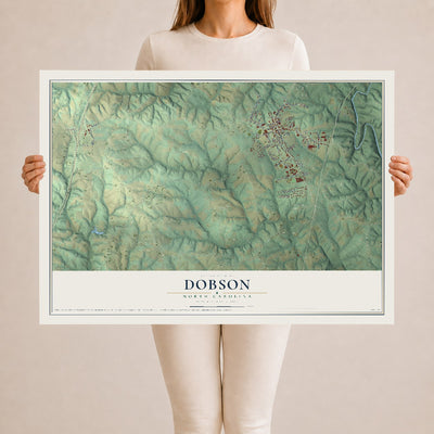 Map of Dobson, North Carolina, 24 x 36 inch unframed archival matte print