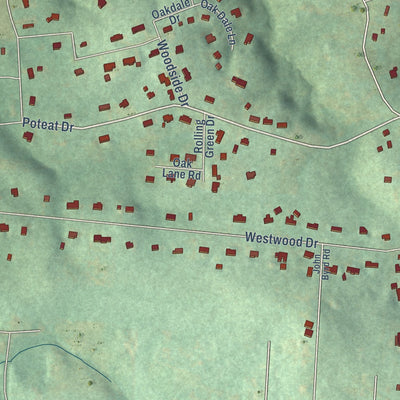 Second close-up of the map of Drexel, North Carolina print showing more streets and buildings