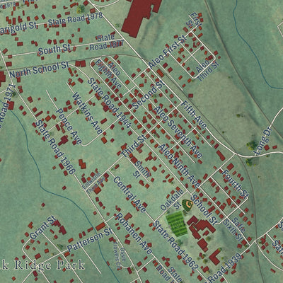 Close-up of the map of East Rockingham, North Carolina print showing street and building detail