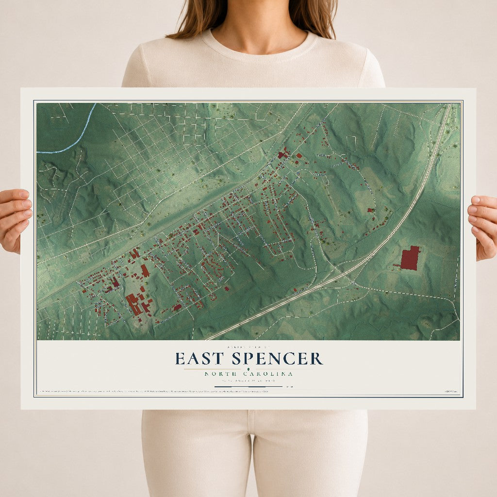 Map of East Spencer, North Carolina, 18 x 24 inch unframed archival matte print