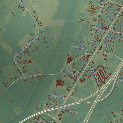 Close-up of the map of Eastover, North Carolina print showing street and building detail