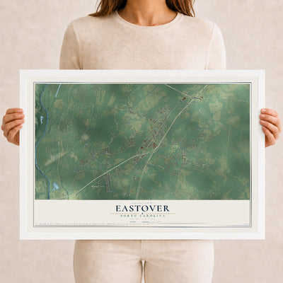 Map of Eastover, North Carolina, 12 x 18 inch print in a white wood frame