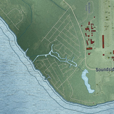 Second close-up of the map of Edenton, North Carolina print showing more streets and buildings