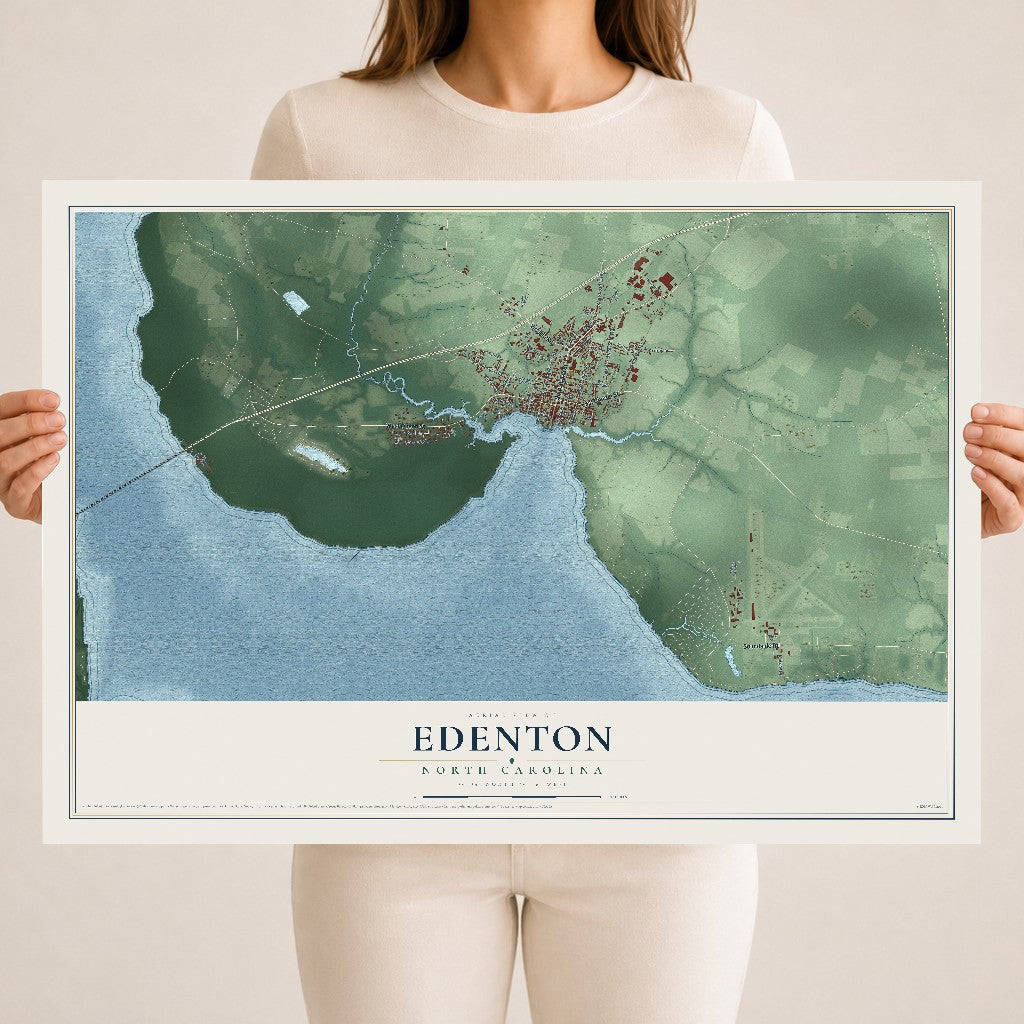 Map of Edenton, North Carolina, 18 x 24 inch unframed archival matte print