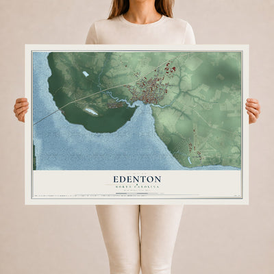 Map of Edenton, North Carolina, 24 x 36 inch unframed archival matte print