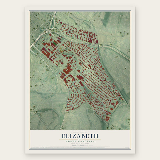 Elizabeth, North Carolina map print, the full design