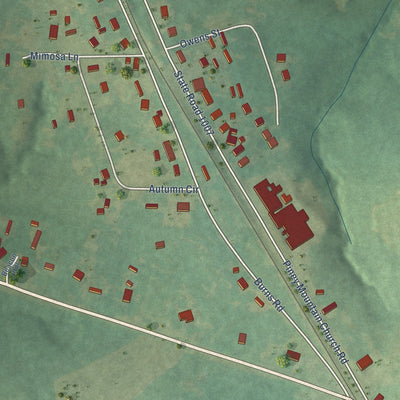 Second close-up of the map of Ellenboro, North Carolina print showing more streets and buildings