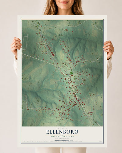 Map of Ellenboro, North Carolina, 24 x 36 inch unframed archival matte print