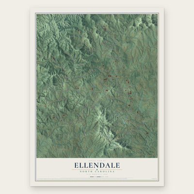 Ellendale, North Carolina map print, the full design