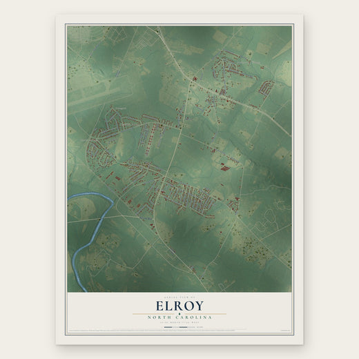 Elroy, North Carolina map print, the full design
