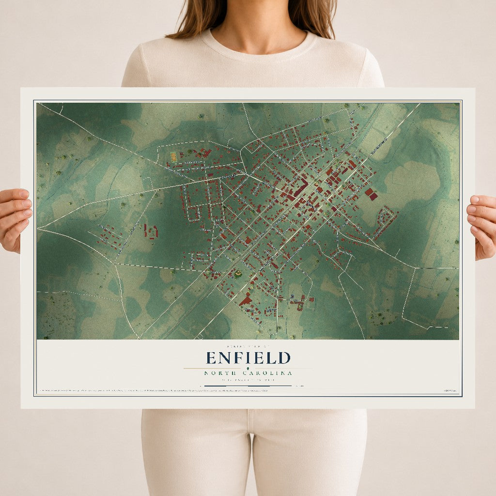 Map of Enfield, North Carolina, 18 x 24 inch unframed archival matte print