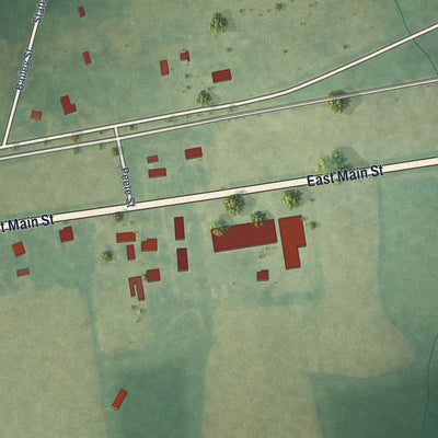 Second close-up of the map of Everetts, North Carolina print showing more streets and buildings