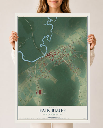 Map of Fair Bluff, North Carolina, 24 x 36 inch unframed archival matte print