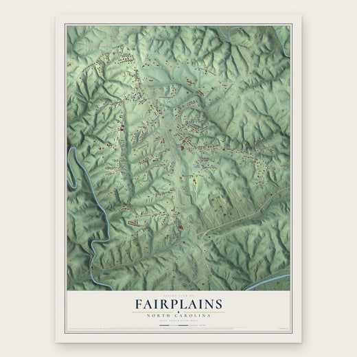 Fairplains, North Carolina map print, the full design