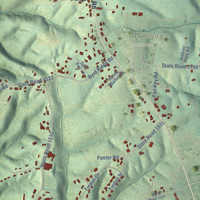 Close-up of the map of Fairplains, North Carolina print showing street and building detail