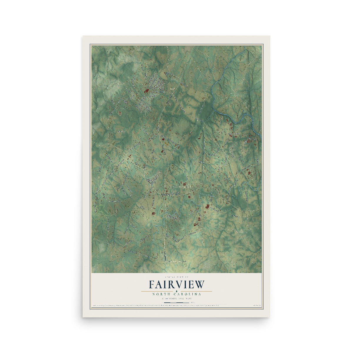 Map of Fairview, North Carolina, 12 x 18 inch unframed archival matte print