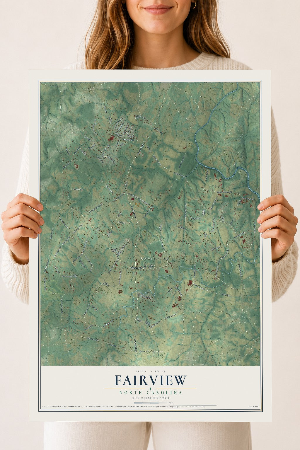 Map of Fairview, North Carolina, 18 x 24 inch unframed archival matte print