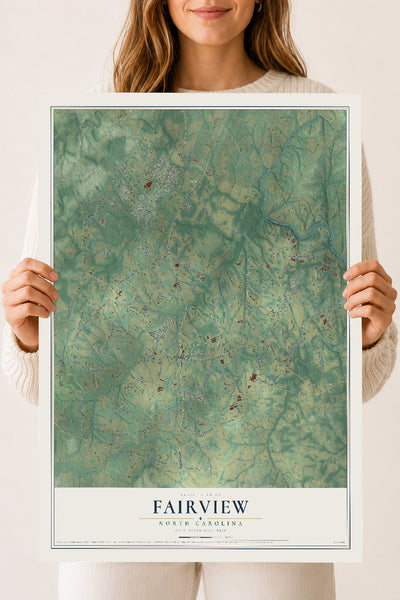Map of Fairview, North Carolina, 18 x 24 inch unframed archival matte print