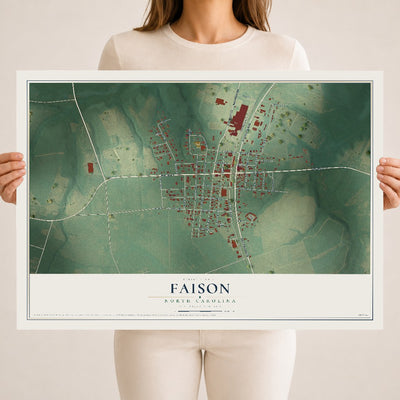 Map of Faison, North Carolina, 18 x 24 inch unframed archival matte print