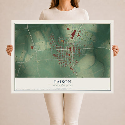 Map of Faison, North Carolina, 24 x 36 inch unframed archival matte print
