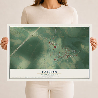 Map of Falcon, North Carolina, 12 x 18 inch unframed archival matte print