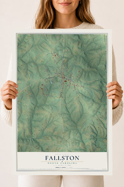 Map of Fallston, North Carolina, 18 x 24 inch unframed archival matte print