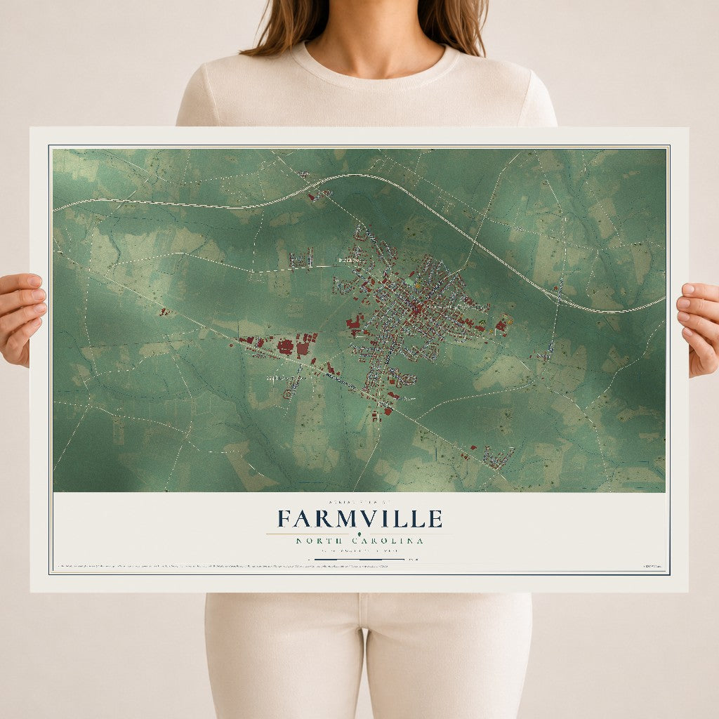 Map of Farmville, North Carolina, 18 x 24 inch unframed archival matte print