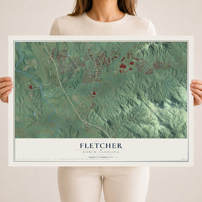 Map of Fletcher, North Carolina, 18 x 24 inch unframed archival matte print