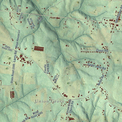 Close-up of the map of Forbush, North Carolina print showing street and building detail